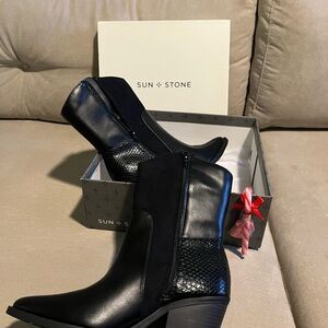 Sun + Stone Women's Black Ankle Boots